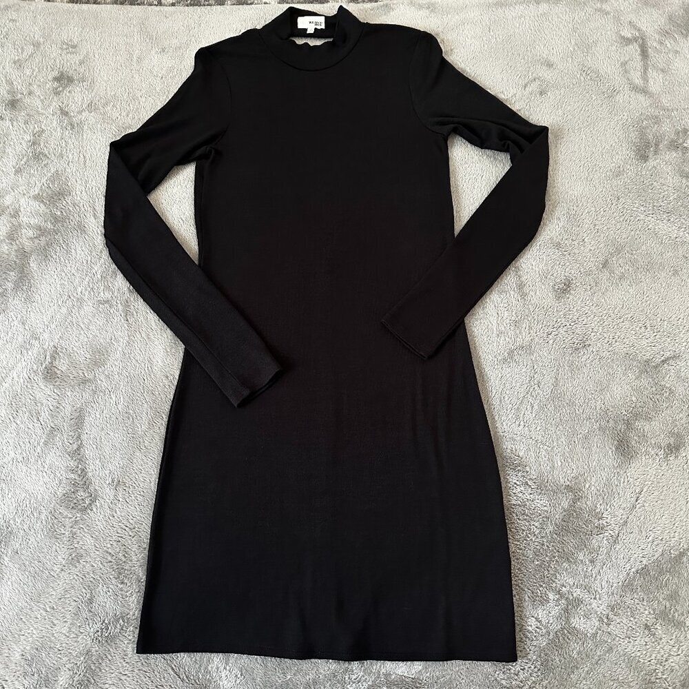 Wilfred Free High Neck Open Back Long Sleeve Black Dress Women's SMALL Aritzia